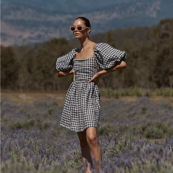 ARLO INK CHECK PUFF SLEEVE DRESS - Picture 6 of 7